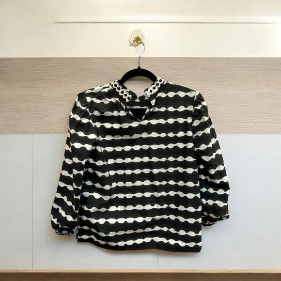 Amit Aggarwal Anthro Blurred Lines High Neck Blouse - Picture 6 of 7